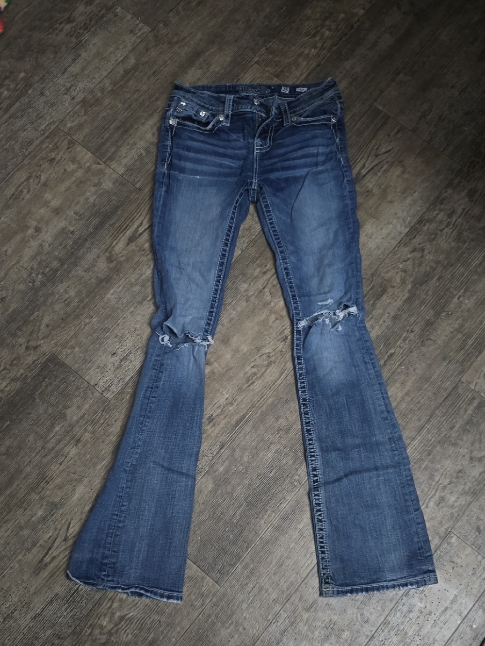 Miss Me Blue Distressed Boot Cut Jeans